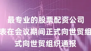 最专业的股票配资公司中方代表在会议期间正式向世贸组织通报